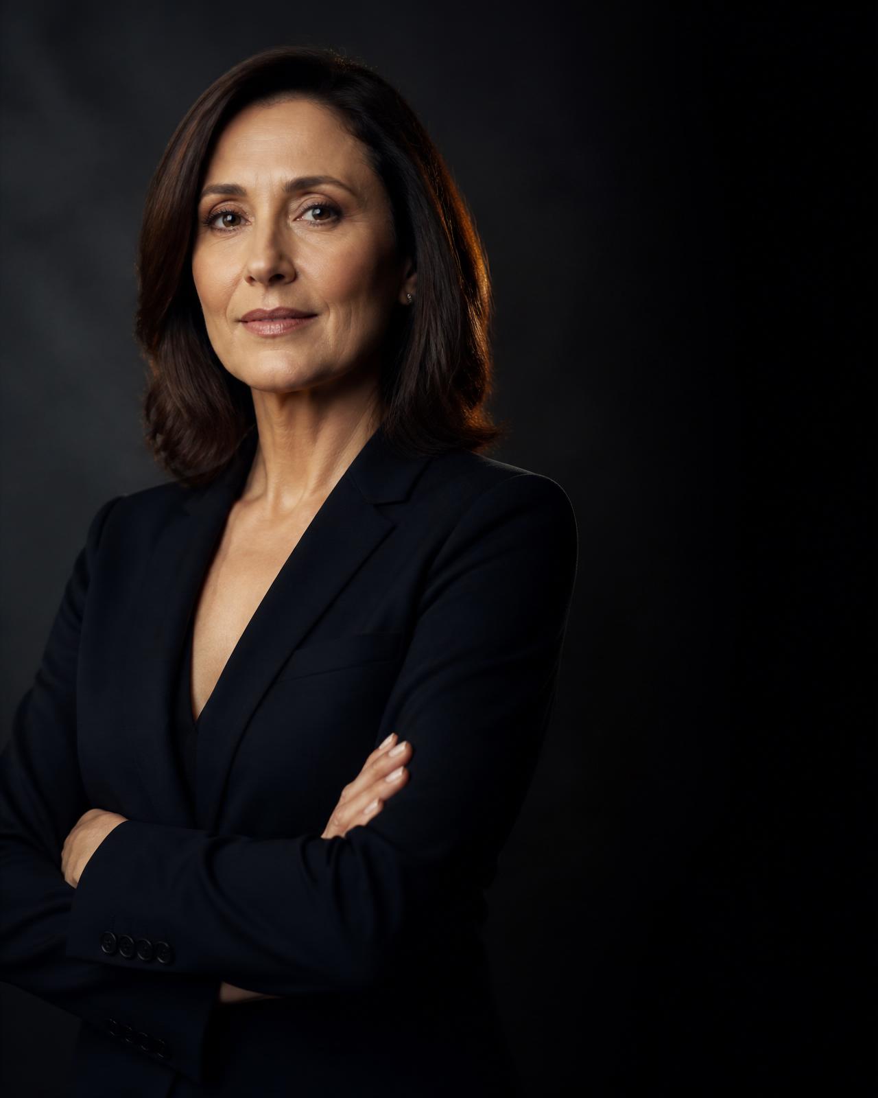 Senior business leader standing with arms folded, weighing the organisational decisions AI cannot make