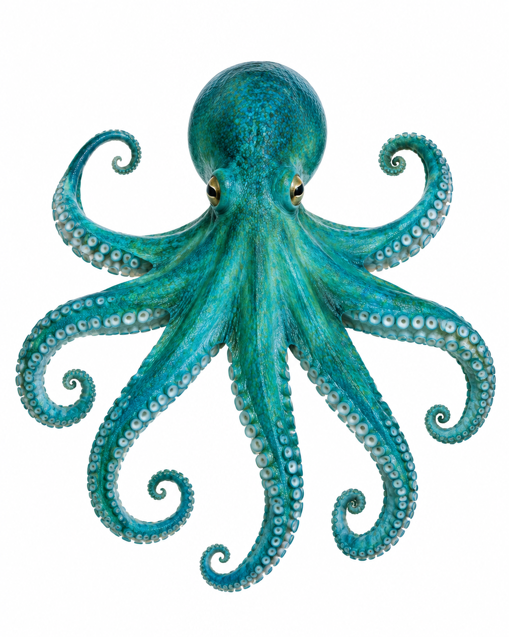 Complete octopus in vivid turquoise for the Test stage